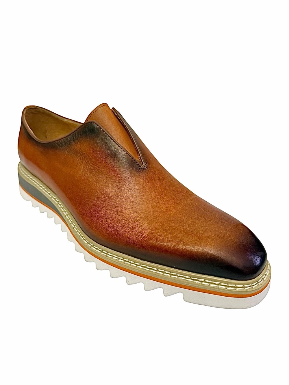 Maison Forte Avalon Wholecut Loafer Cognac Leather Dress Shoes Size 11 M NEW